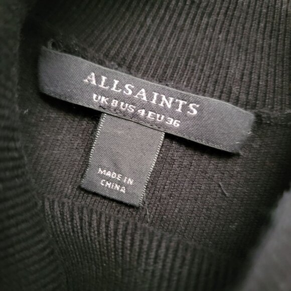 NEW ALLSAINTS Cleo Mini Dress Womens 4 Black Chic Designer Goth Feminine - Picture 4 of 8